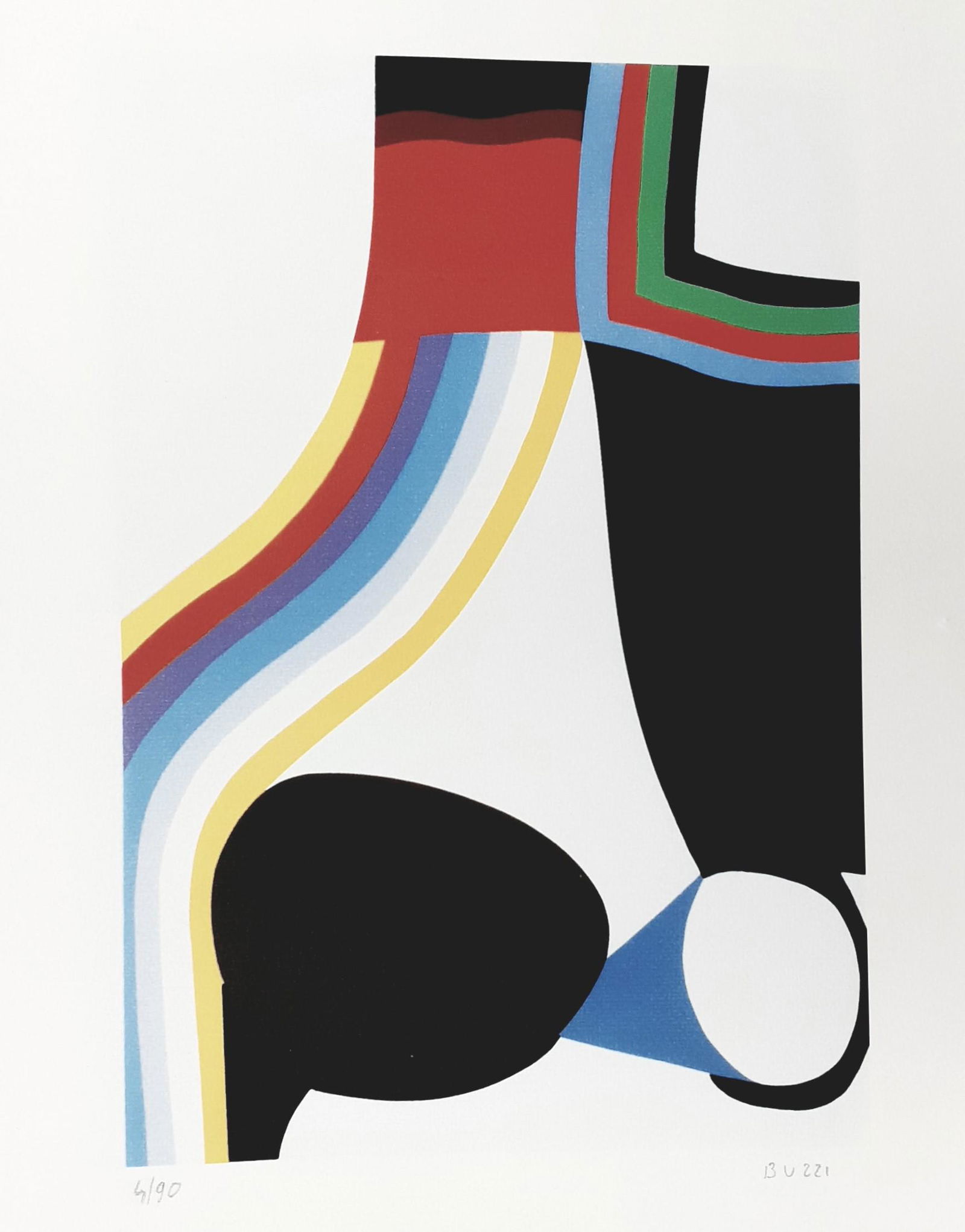 Alberto Burri - Signed and numbered lithograph: Lithograph on thick paper, signed in pencil by the artist and numbered 4/90. Sheet size: 48 cm x 33 cm Minimum hole at the top (see picture)