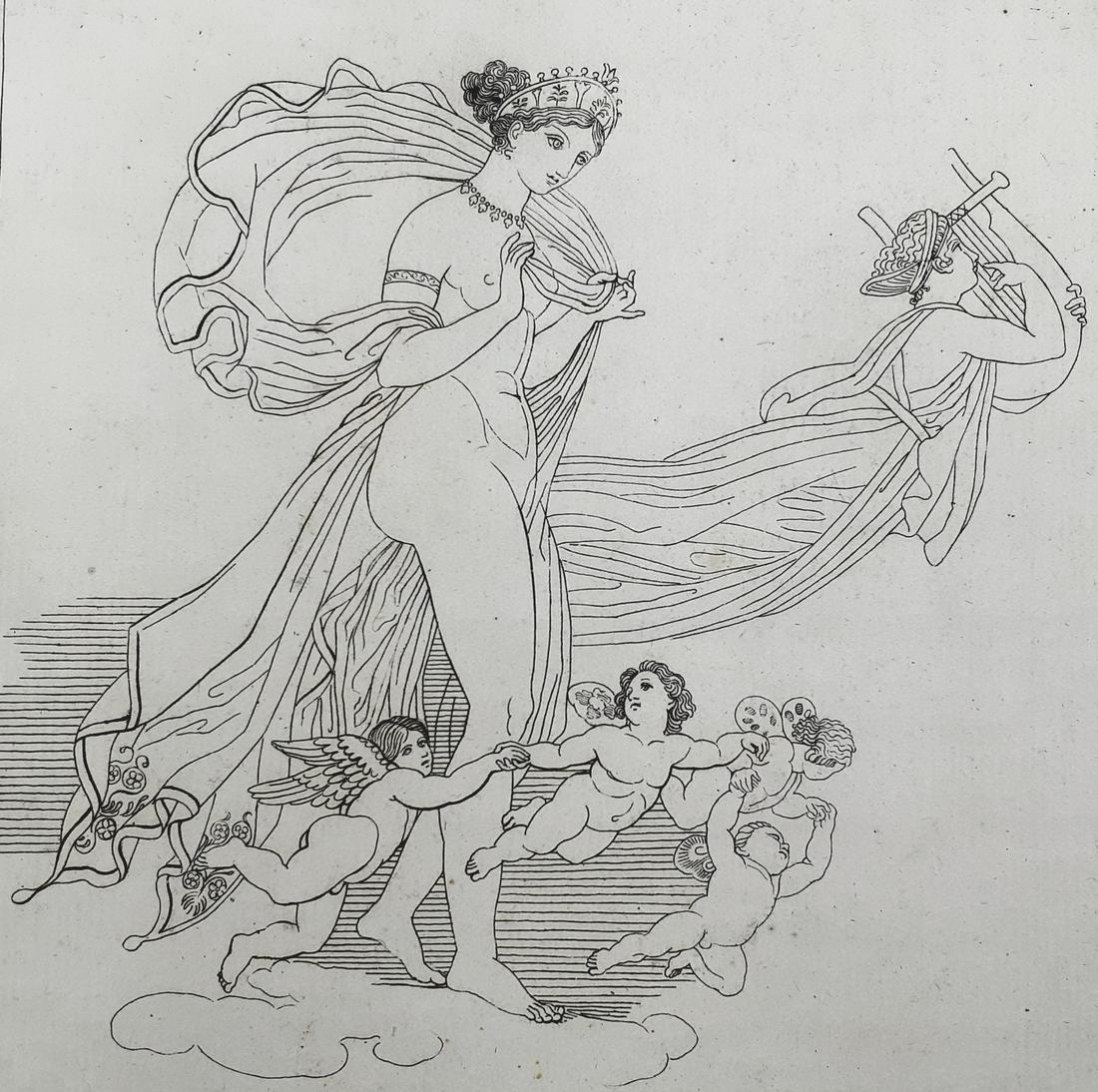 FlaxMan - Ancient Engraving of Venus - 1795: Beautiful 18th century engraving. Title: Venus - Supplicants. Sheet size: 40 cm x 30 cm Engraving size: 21.5 cm x 20 cm Made by Flaxman and published in London by J. Matthews in 1795. Another original