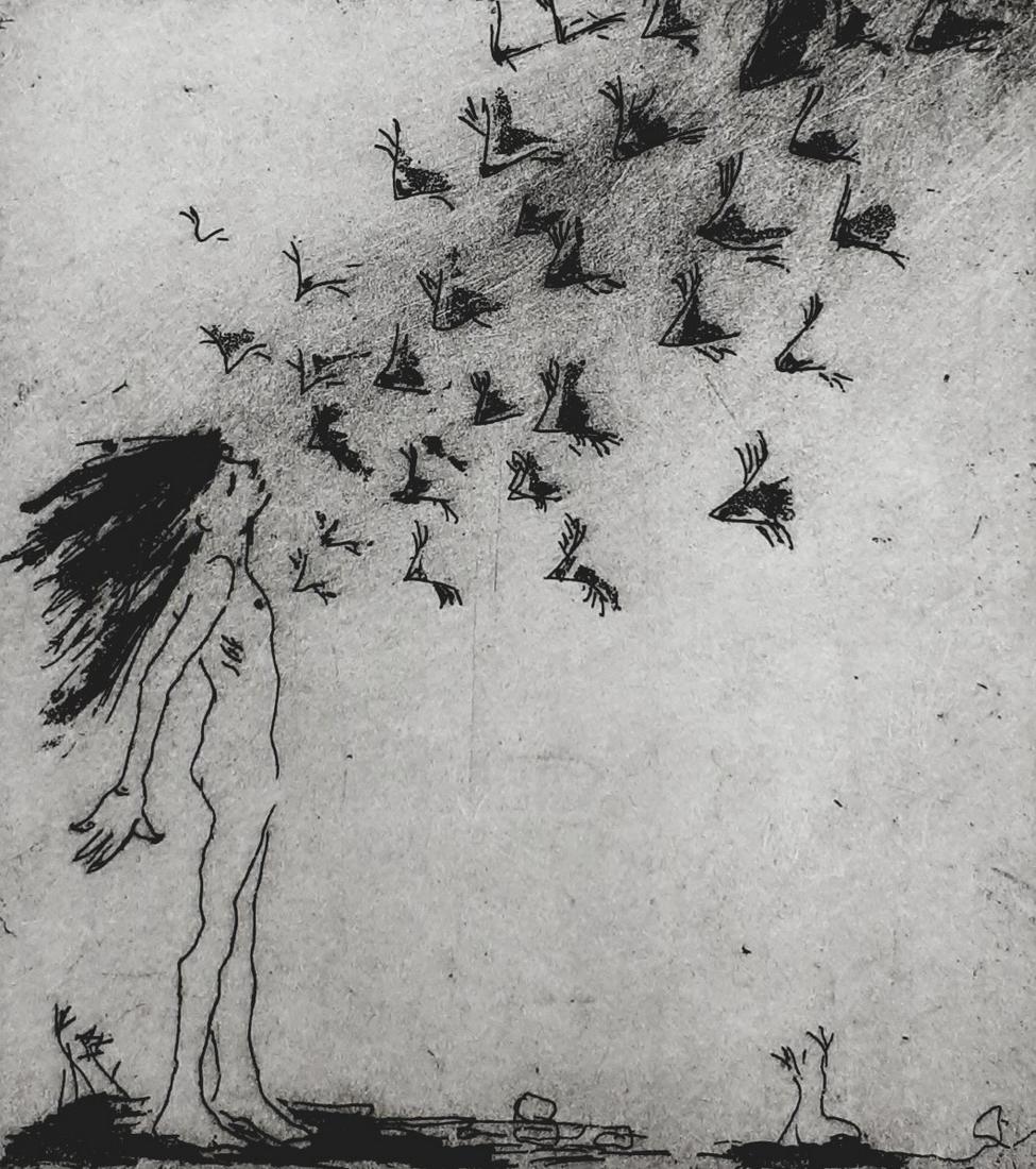 Pauline Wood - Love is sent - Signed Lithography: Author: Pauline Wood Handmade, original, open edition variable engraved on Somerset glossy white paper. Dated. Bought directly from the artist Year/Period: 2020 Handwritten pencil signature of the aut