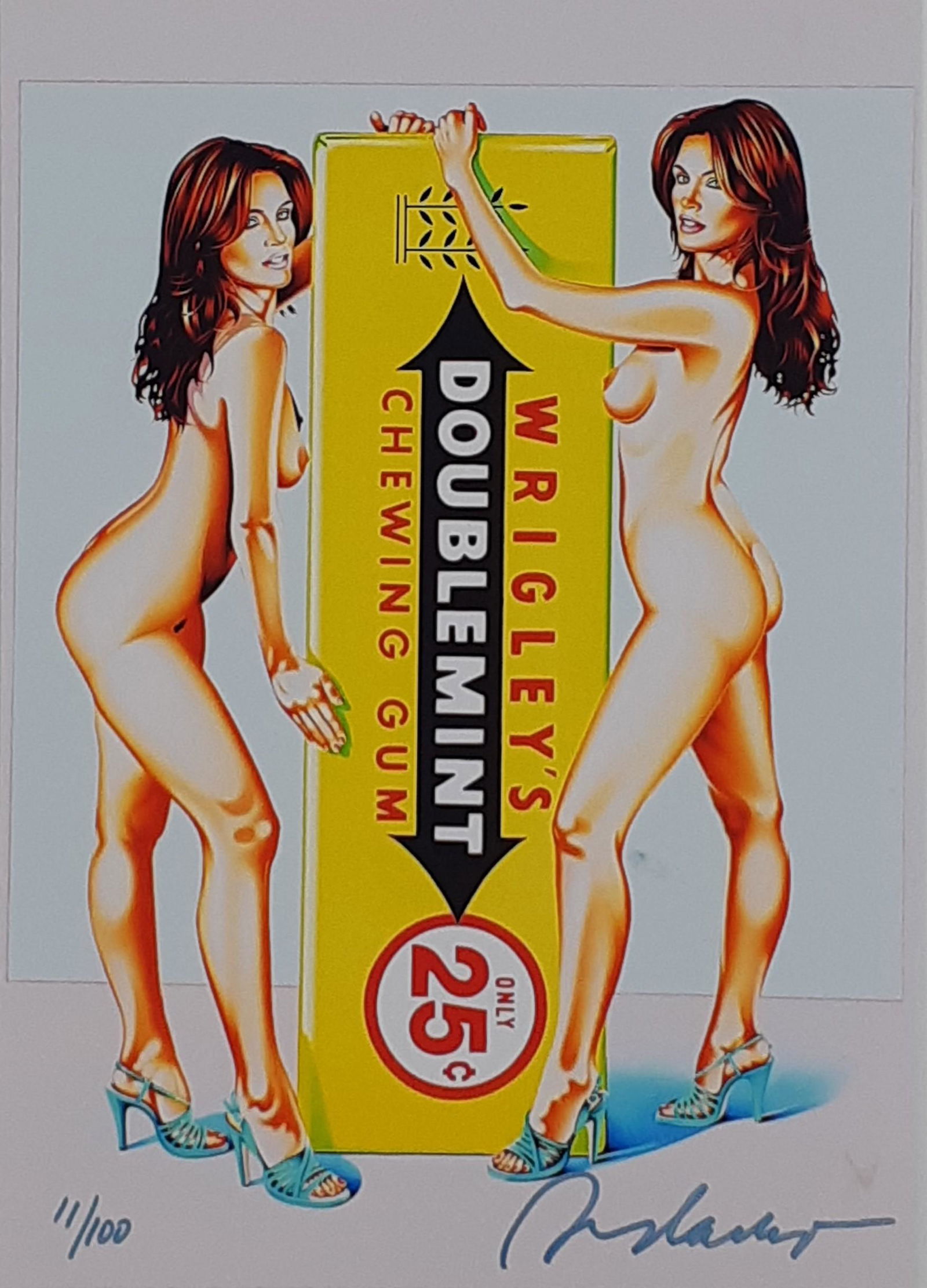 Mel Ramos - Numbered and signed lithograph: Mel Ramos (American 1935 - 2018) Technique: Lithography Support: Cardboard Handwritten signature of the artist. Limited and numbered edition: 11/100 Sheet size: 30 cm x 20,5 cm (11.81 x 7.87 inches) S