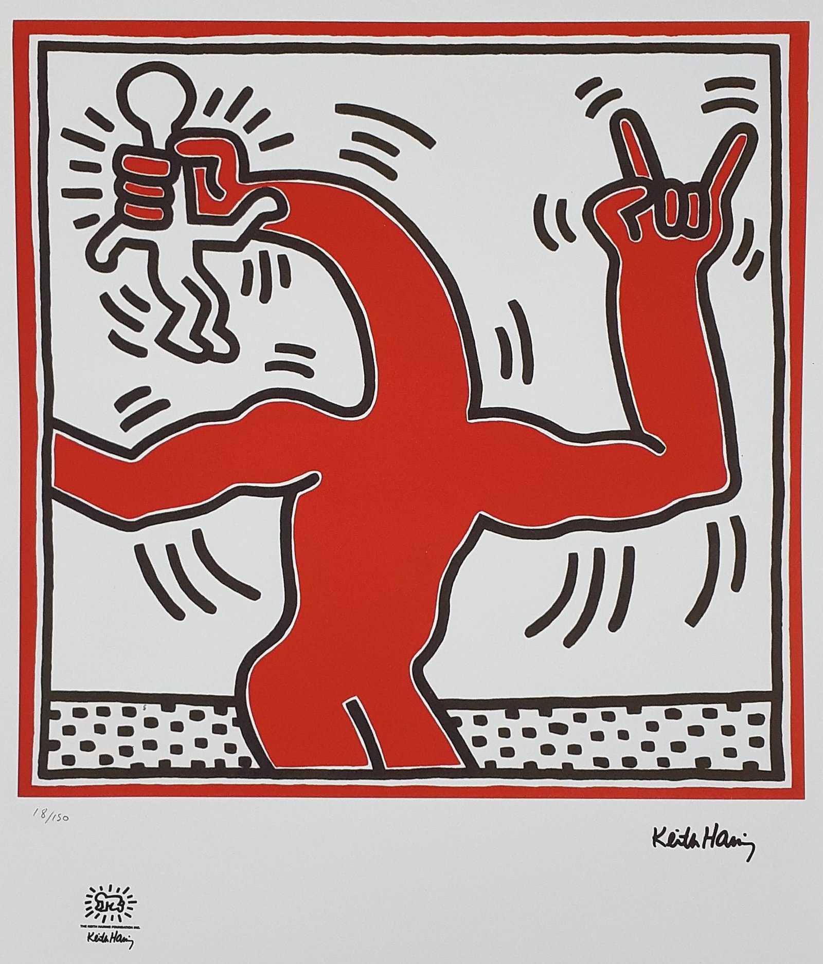 Keith Haring - Signed Lithography III - Large: Keith HARING (American 1958-1990) Technique: Lithography Support: Paper of good weight Numbered in pencil. Copyright by Keith Haring Keith Haring Dry Seal Signed in plate. Limited and numbered edition