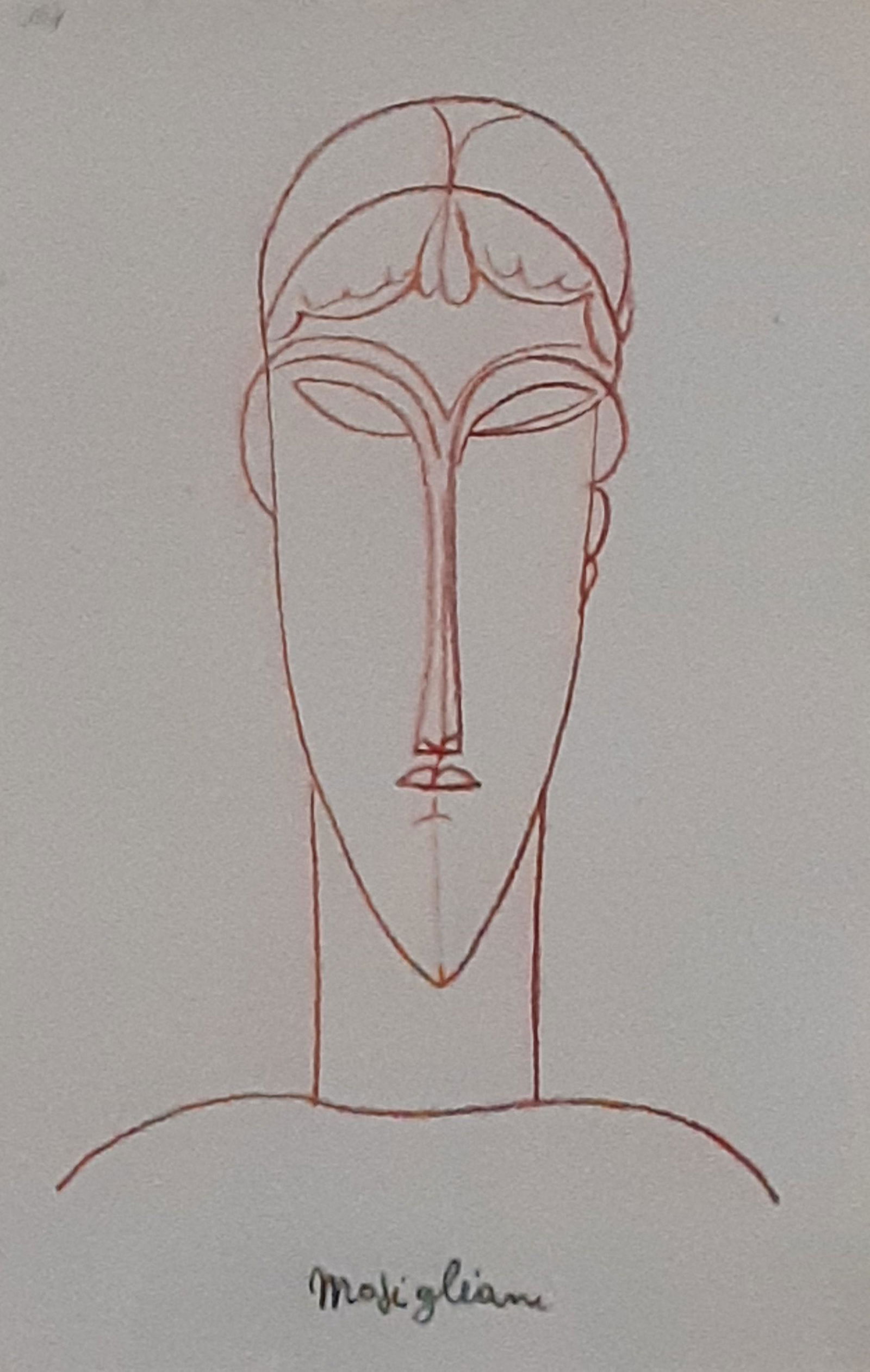 Amedeo Modigliani - Signed drawing: Amedeo Modigliani (Attributed) Red pencil on paper Signed in pencil by the artist. Sheet size 24.6 cm x 16 cm (9.69 x 6.3 inches) Condition: Good, according to its age From private collection.