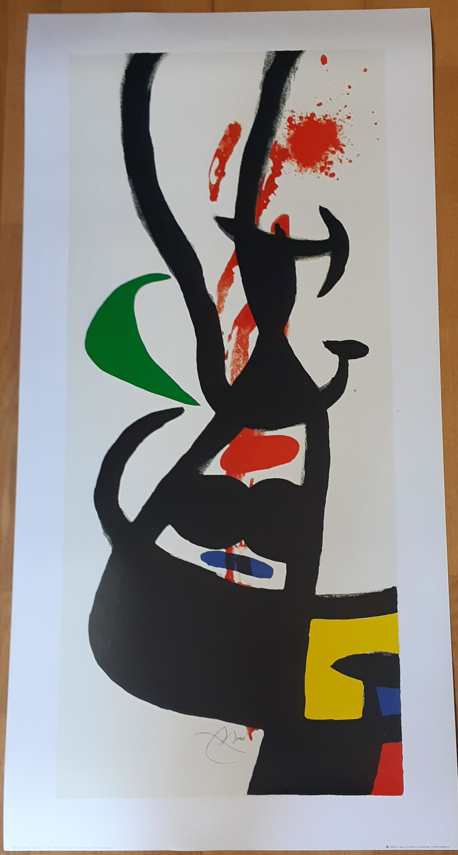 Joan Miro - Le Chef Des Equipages - Large Poster: Joan Miro (Spanish 1893 - 1983) Large lithographic printing on heavyweight glossy card stock Printed in Milan (Italy). Copyright by Joan Miro, year 1999. Signed on the plate. Sheet size 100cm x 50cm (
