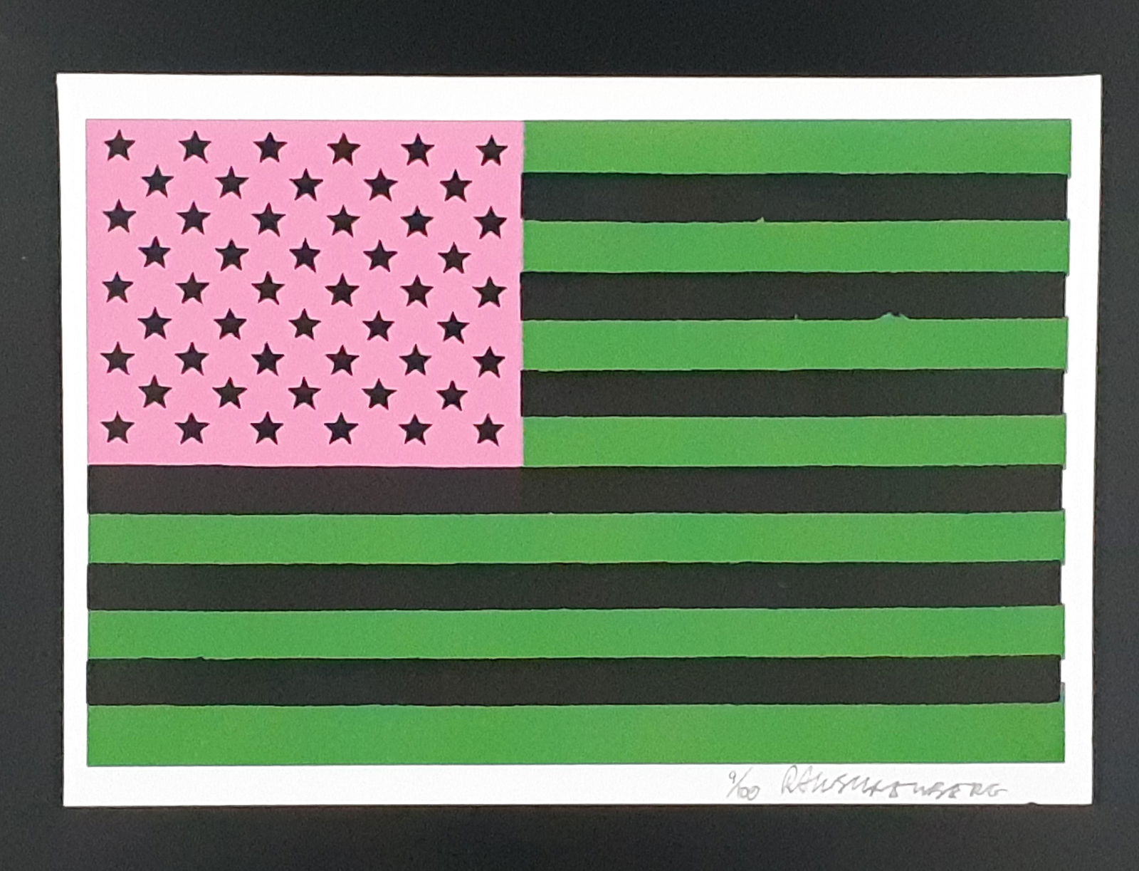 Rauschenberg - Serigraph signed and numbered: Robert Rauschenberg (American 1925 - 2008) Signed in pencil by the artist. Limited edition and numbered 9/100 Sheet size 29.8 cm x 21 cm (11.42 x 8.27 inches) Condition: Very good Posted by Harper Fro