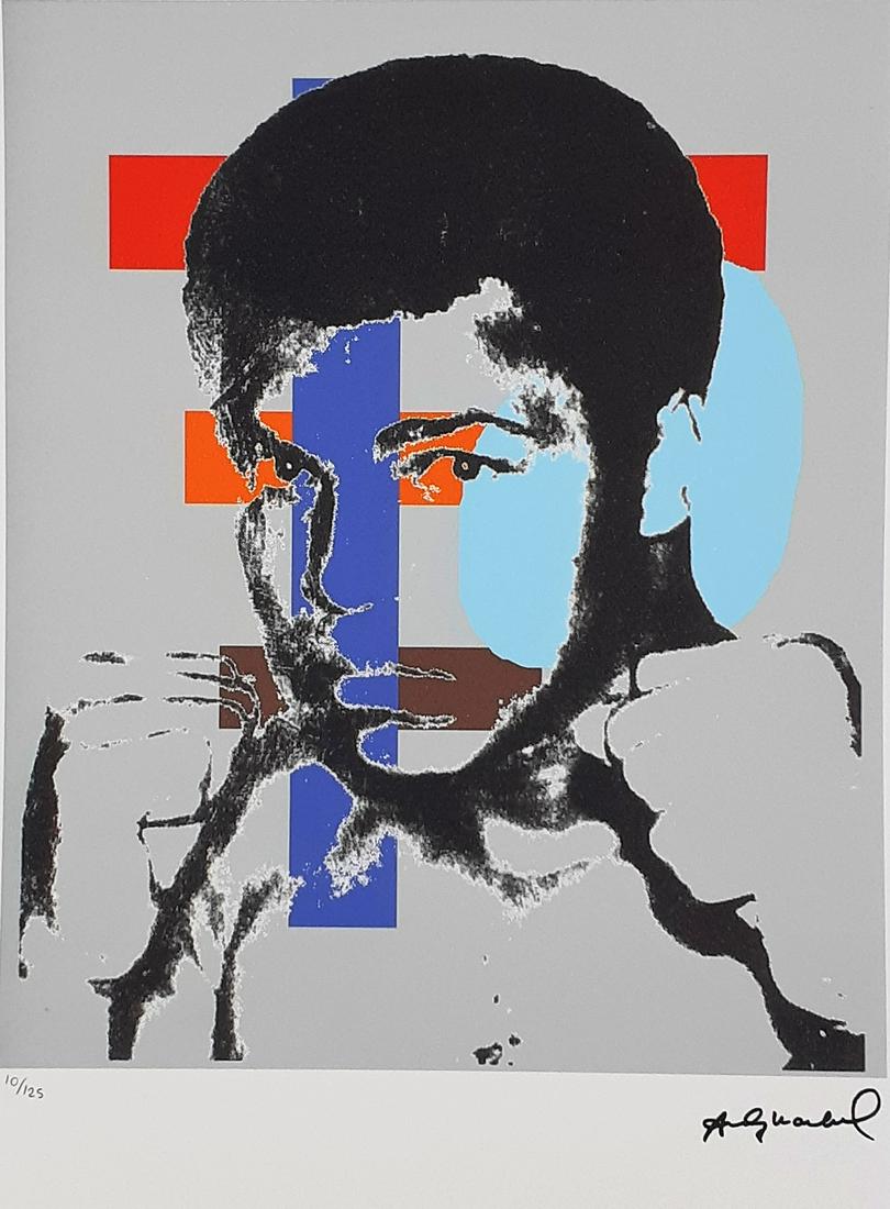 Andy Warhol - Muhammad Ali I - Blue Stamp: Andy Warhol (American 1928 - 1987) Offset lithograph in 36 colors on Privilege Fabriano paper Andy Warhol Factory Stamp in Blue Seal / Stamp: Andy Warhol Rights Embossed Work done in 2010 Signed on th