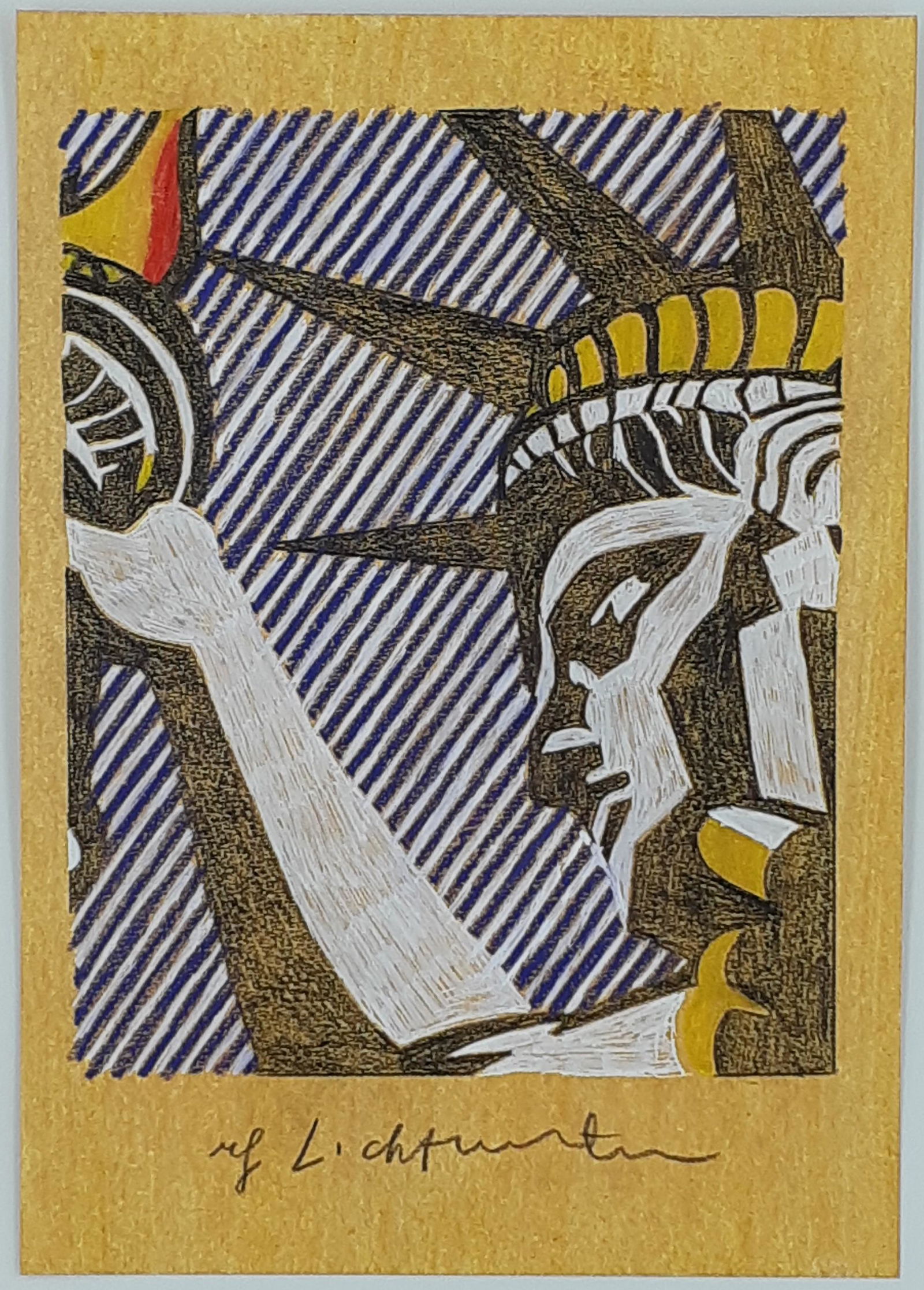 Roy Lichtenstein - Signed drawing - Statue of Liberty: Roy Lichtenstein (American 1923 - 1997) (Attributed) Mixed media on cardboard Signed in pencil by the artist. Sheet Size 30cm x 21cm (11.81 x 8.27inch) Condition: Very good From private collection.