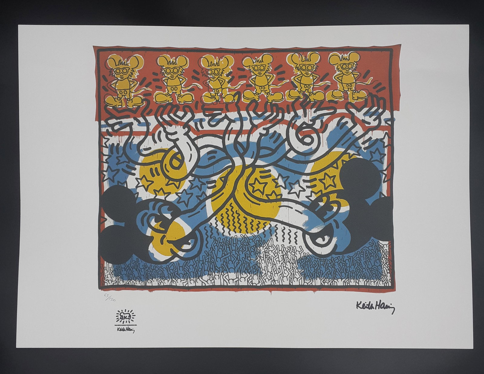 Keith Haring - Lithograph VI - Signed: Keith HARING (American 1958-1990) Lithograph on thick paper Stamped and embossed copyright Keith Haring stamp. Signed on the plate. Limited and numbered edition 63/150 Sheet Size 70cm x 50cm (27.56 x 