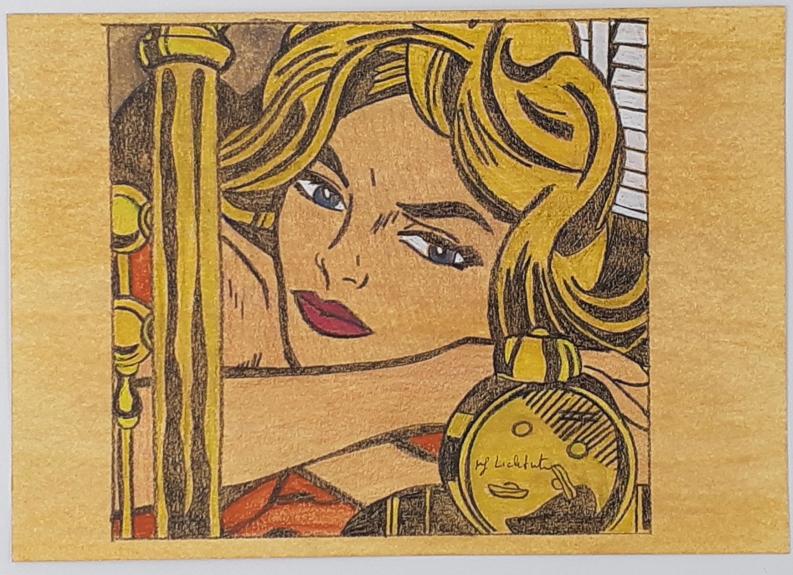 Roy Lichtenstein - Signed drawing VIII: Roy Lichtenstein (American 1923 - 1997) (Attributed) Mixed media on cardboard Signed in pencil by the artist. Sheet Size 30cm x 21cm (11.81 x 8.27inch) Condition: Very good From private collection.