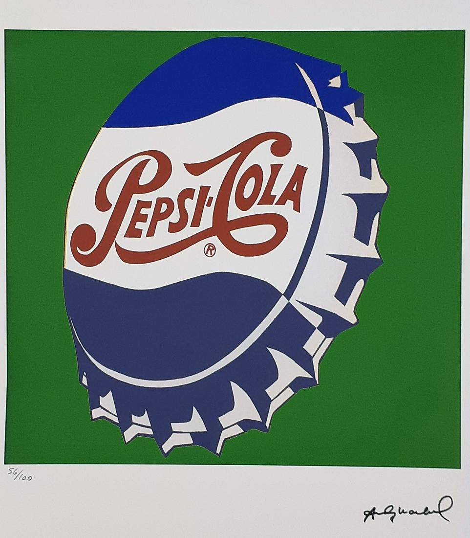 Andy Warhol - Blue Pepsi - Arches: Andy Warhol (American 1928 - 1987) Offset lithograph in 36 colors on Arches paper Stamps by: George Isral Editor, Leo Castelli, Art Gallery New York and Tree of life. Signed on the plate. Limited edit