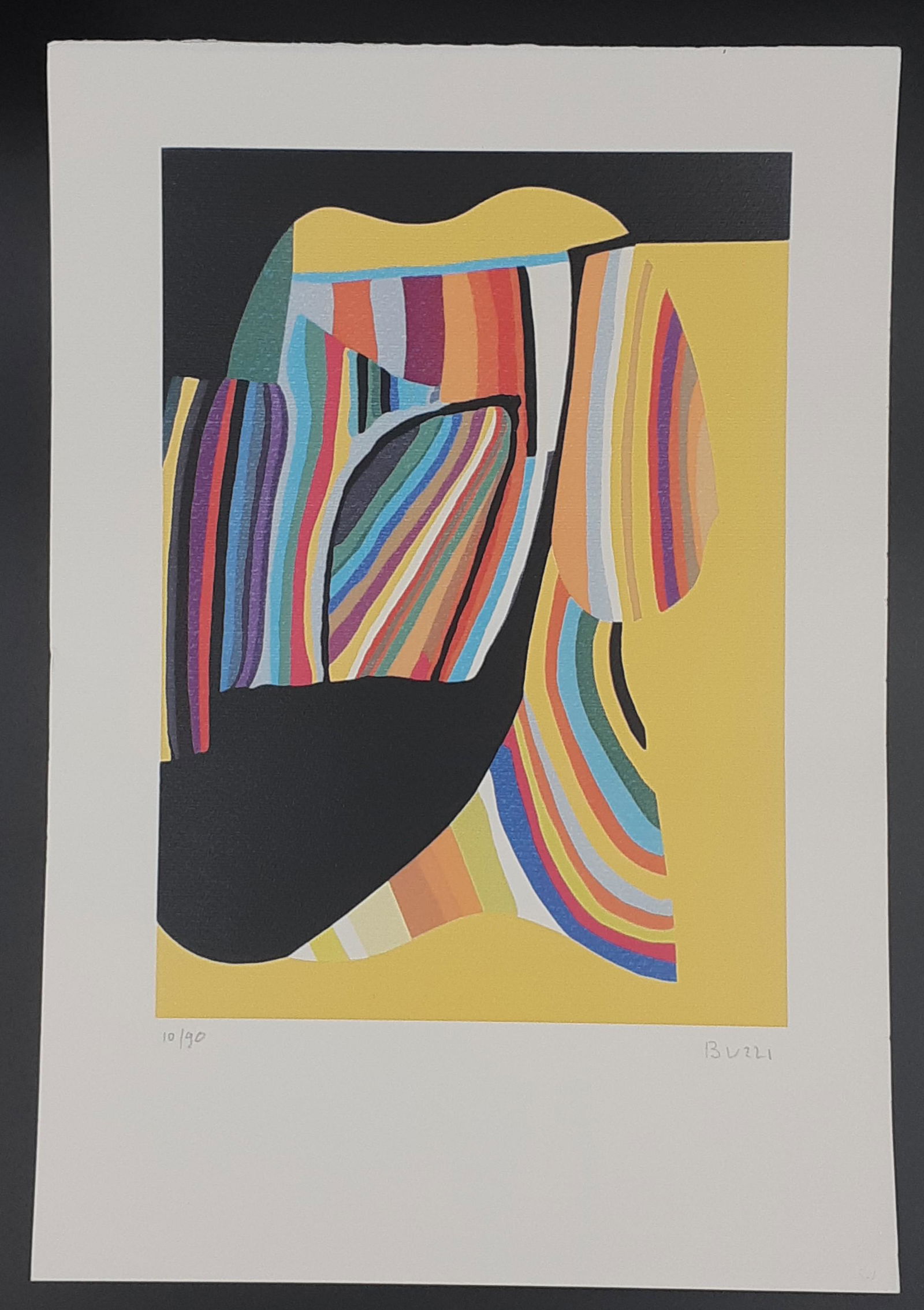 Alberto Burri - Lithograph signed and numbered: Alberto Burri (Italian 1915 - 1995) Lithograph on thick card stock Gorgeous colors Signed in pencil by the artist. Limited edition and numbered 10/90 Sheet Size 48cm x 33cm (18.9 x 12.99 inch) Conditi