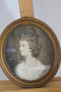 After Hugh Douglas Hamilton (Irish 1740-1808) Oval: After Hugh Douglas Hamilton (Irish 1740-1808) Oval Portrait Lucy Skeffington, a Coloured Chalk on Paper (Painting 18x22cm / Frame 24x28cm)