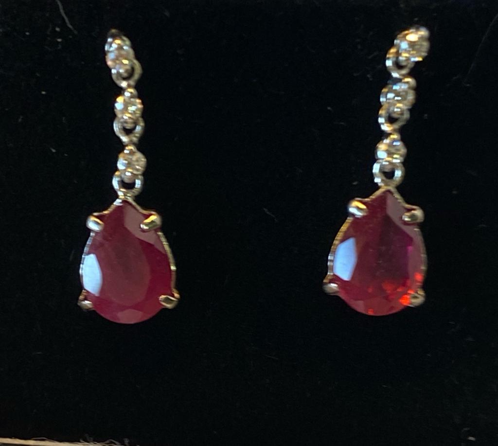 Platinum Ruby and Diamond Drop earrings (1 of 2)