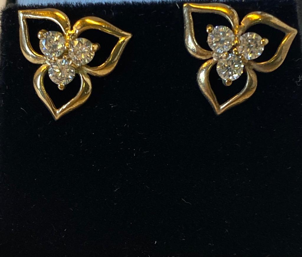 18ct  yellow gold Diaond Trilogy earrings (1 of 2)