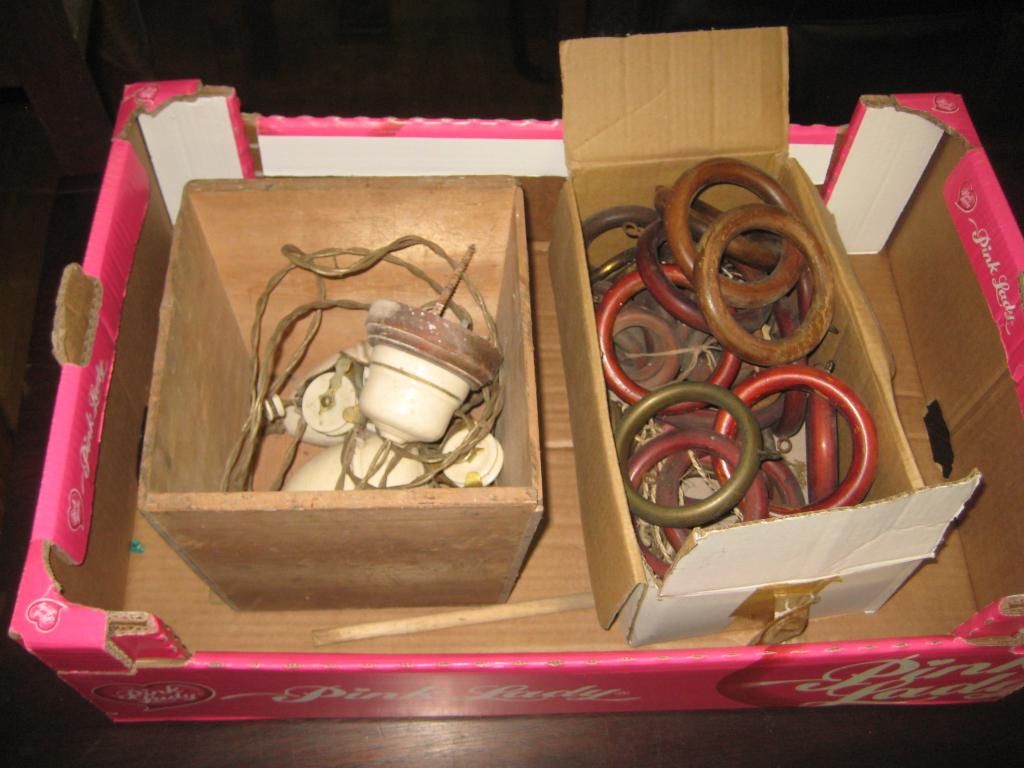 Edwardian Rise and Fall Light Mechanism and a: Edwardian Rise and Fall Light Mechanism and a Collection of Curtain Pole Rings