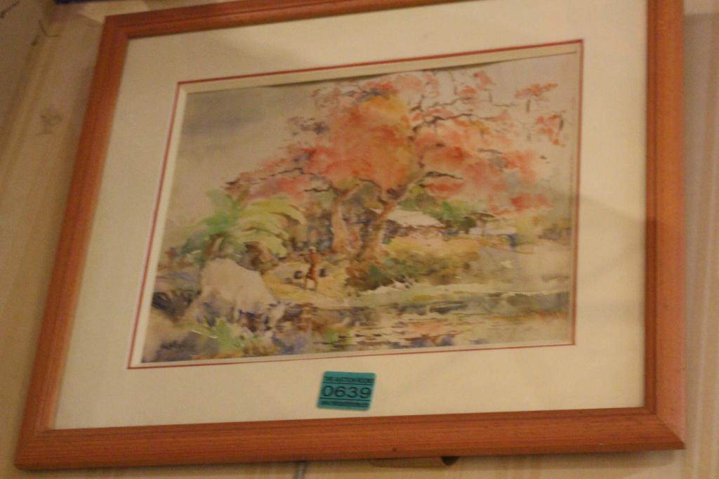 Vietnamese School "Water from the River" Watercolour: Vietnamese School "Water from the River" Watercolour (15" x 17")