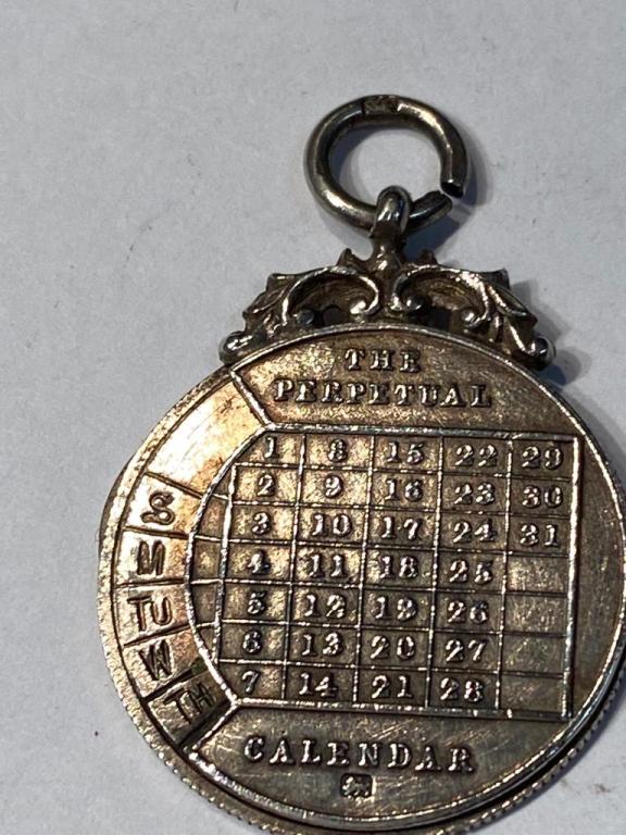 Sterling Silver Antique perpetual Calendar carrying the: Sterling Silver Antique perpetual Calendar carrying the hallmark of the Lion and the anchor patent ...no PBS. This is a one off find and quite ingenious