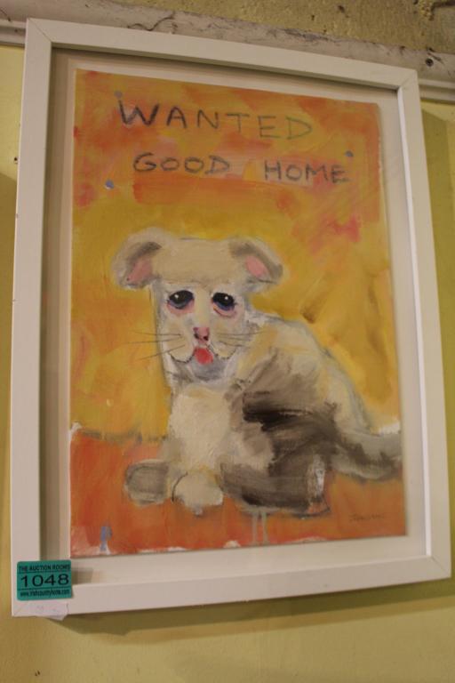 David Johnson "Good Home Wanted" Oil signed (42cm x: David Johnson "Good Home Wanted" Oil signed (42cm x 33cm). From the Artist Studio