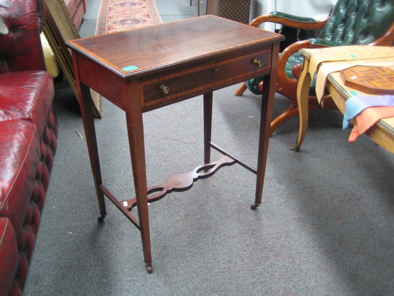Edwardian Walnut 1 Drawer Side Table with: Edwardian Walnut 1 Drawer Side Table with