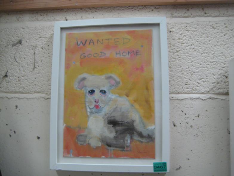 David Johnson "Good Home Wanted" Oil Signed: David Johnson "Good Home Wanted" Oil Signed
