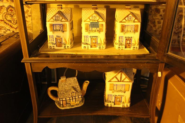 Tea, Coffee, Sugar and Cookie Jars including Tea Pot in: Tea, Coffee, Sugar and Cookie Jars including Tea Pot in the form of Cottages