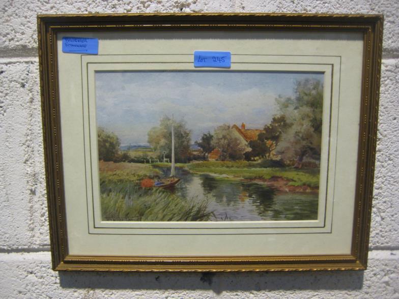 Sylvester Stannard "Boat on the River" WATERCOLOUR (1 of 1)