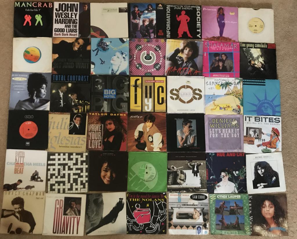 A great set of over a hundred 80's 7" vinyl Singles in: A great set of over a hundred 80's 7" vinyl Singles in great condition includingâ€¦Big Pig: Tanita Tikaram: Janet Jackson: Taylor Dayne: John Wesley Harding: Shalamar: Brenda Russell: Hue & Cry: L