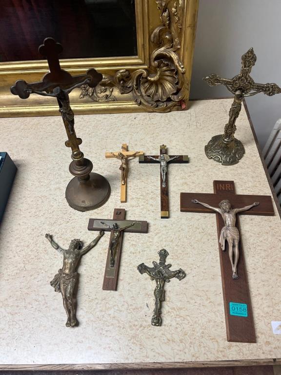 Antique Brass and  Bronze Crucifixes (8) (1 of 4)