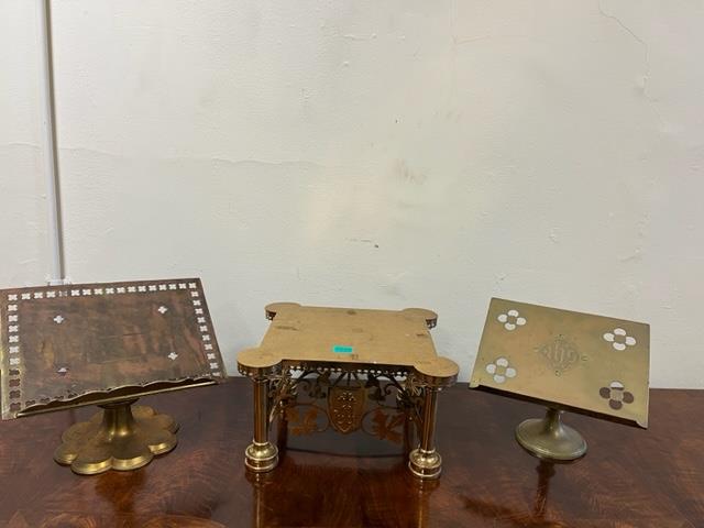 2 Antique Brass Altar Missal Stands and a Gothic Monstrance Throne (1 of 4)