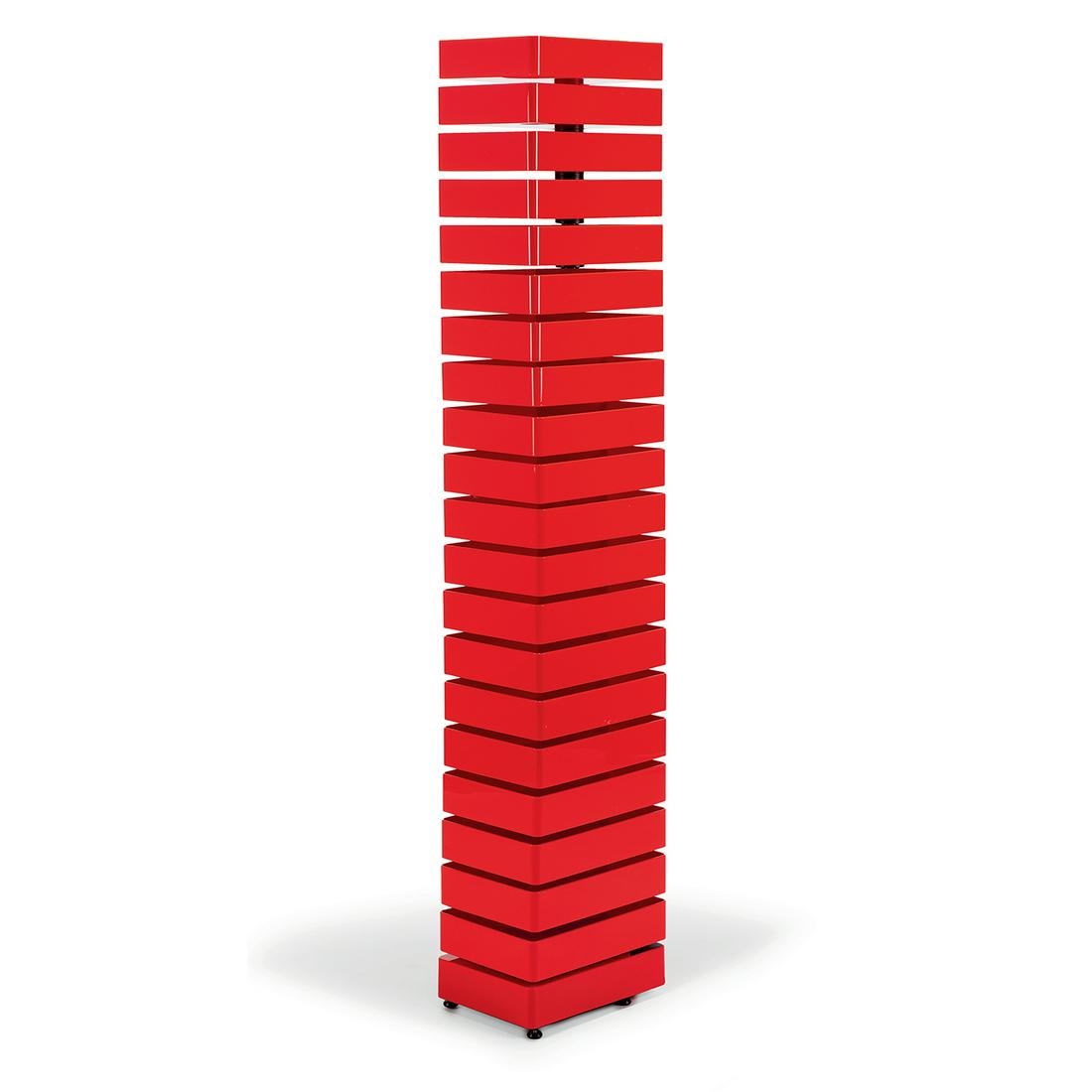SHIRO KURAMATA (1934-1991) & CAPPELLINI (ÉDITEUR): SHIRO KURAMATA (1934-1991) & CAPPELLINI (ÉDITEUR) Cabinet "Revolving", création 1970, formé de 21 casiers en ABS rouge pivotants sur un fût métallique tubulaire laqué noir, rotules en ABS noir,