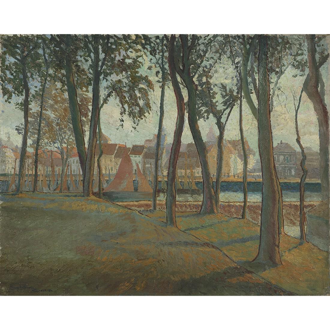 HENRY VALENSI (1883-1960) VOILIERS À NIEUPORT: HENRY VALENSI (1883-1960) VOILIERS À NIEUPORT (NIEUWPOORT), 1912 Huile sur toile Signée, située et datée en bas à gauche Oil on canvas; signed, located and dated lower left 65