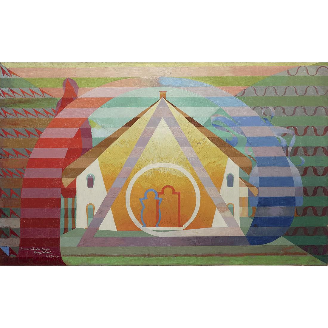 HENRY VALENSI (1883-1960) EXPRESSION DU ‘BONHEUR: HENRY VALENSI (1883-1960) EXPRESSION DU ‘BONHEUR SIMPLE’, 1919 Huile sur toile Signée, titrée, située ‘Val d’Ajol’ et datée en bas à gauche Accid