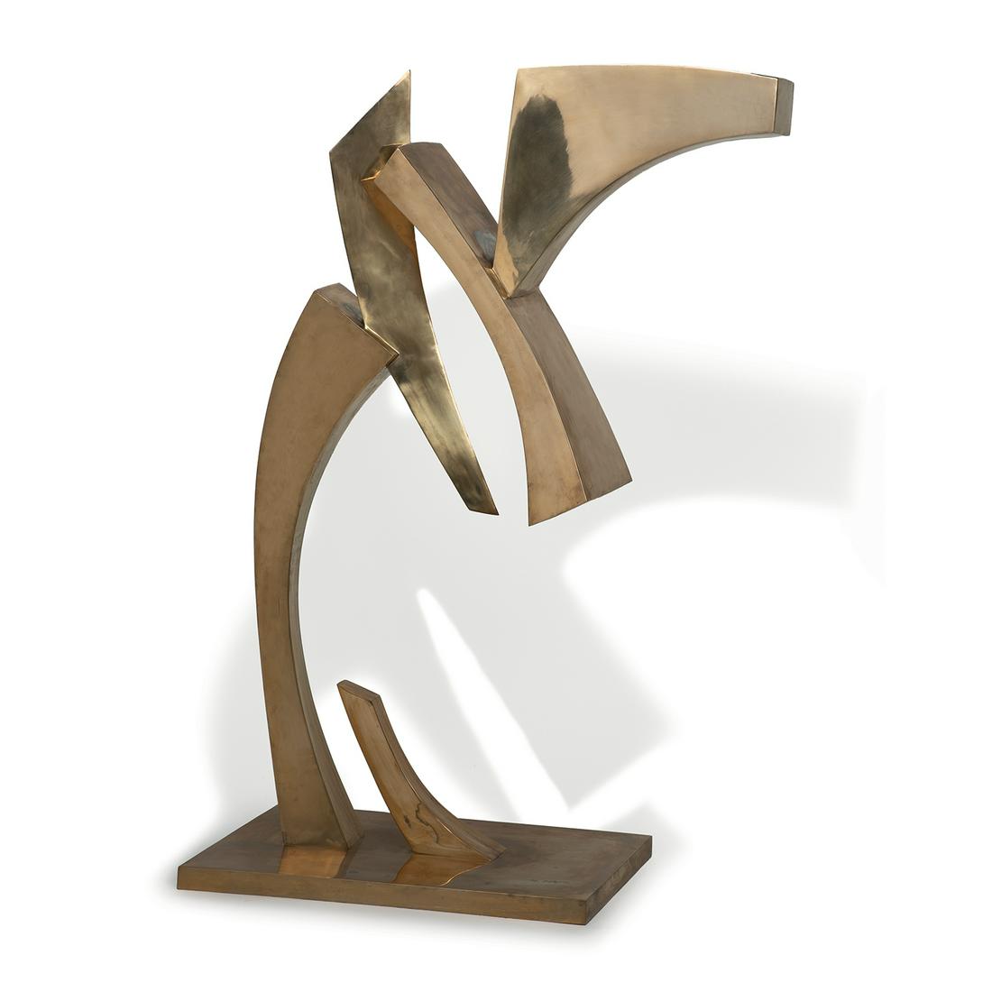 CLAUDE MERCIER (1924-2019) & TEP (FONDEUR) L'HYDRE,: CLAUDE MERCIER (1924-2019) & TEP (FONDEUR) L'HYDRE, 1977 Épreuve en bronze poli doré formant grande composition abstraite à tentacules stylisées, terrasse rectangulaire. Signature