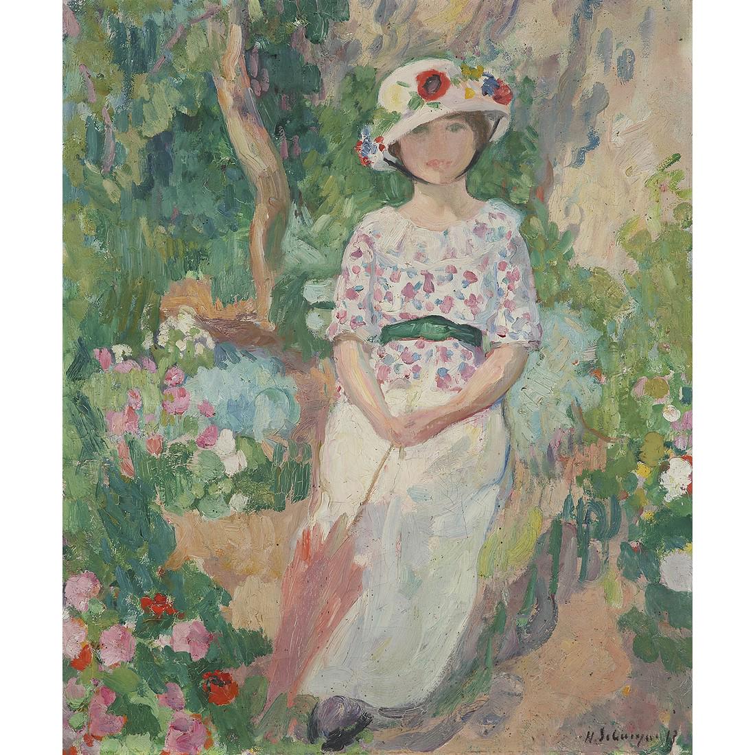 HENRI LEBASQUE (1865-1937) JEUNE FILLE À L'OMBRELLE: HENRI LEBASQUE (1865-1937) JEUNE FILLE À L'OMBRELLE (NONO), 1913 Huile sur toile Signée et datée en bas à droite Oil on canvas; signed and dated lower right 55 X 46 CM • 21 5