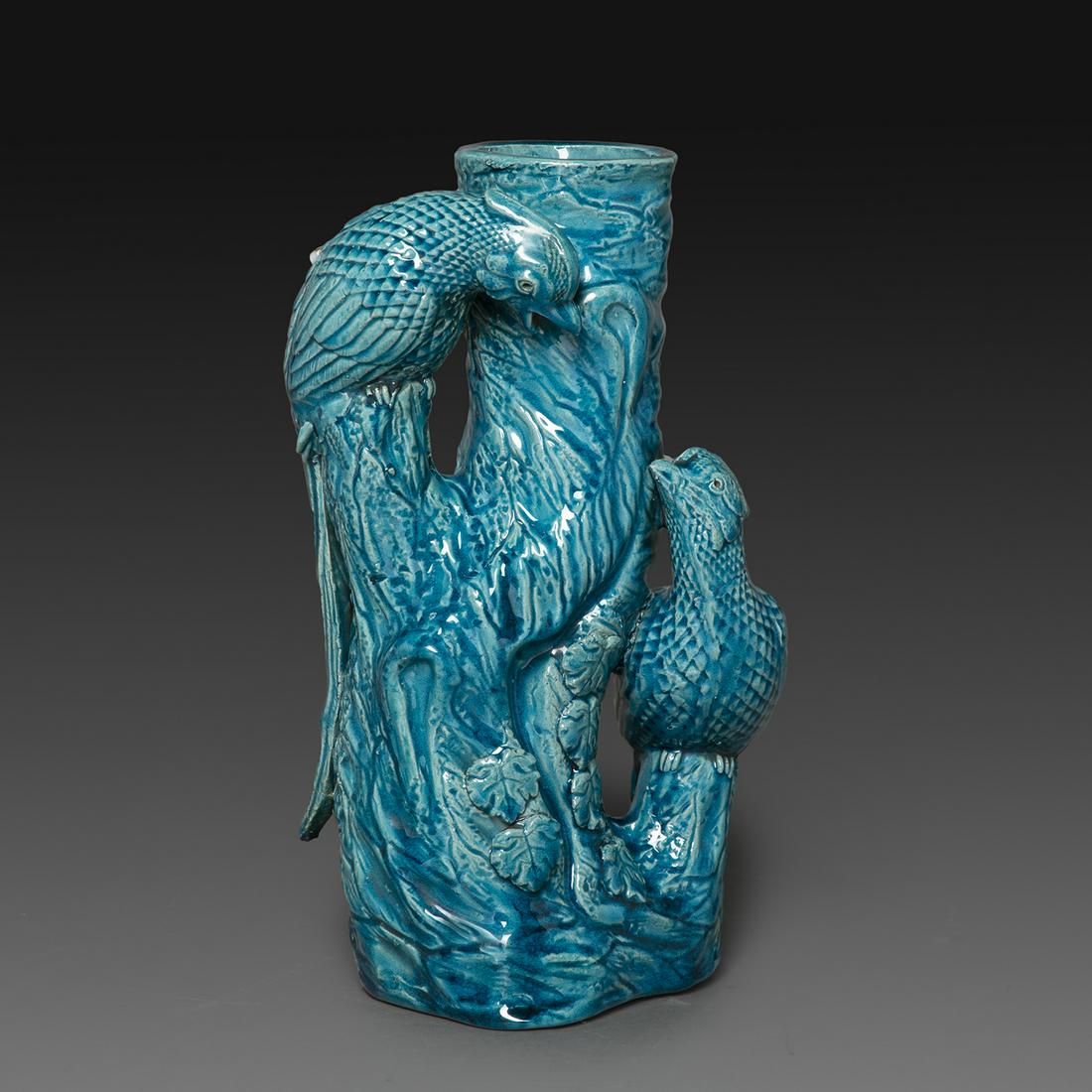VASE  en biscuit émaillé bleu turquoise, (1 of 1)