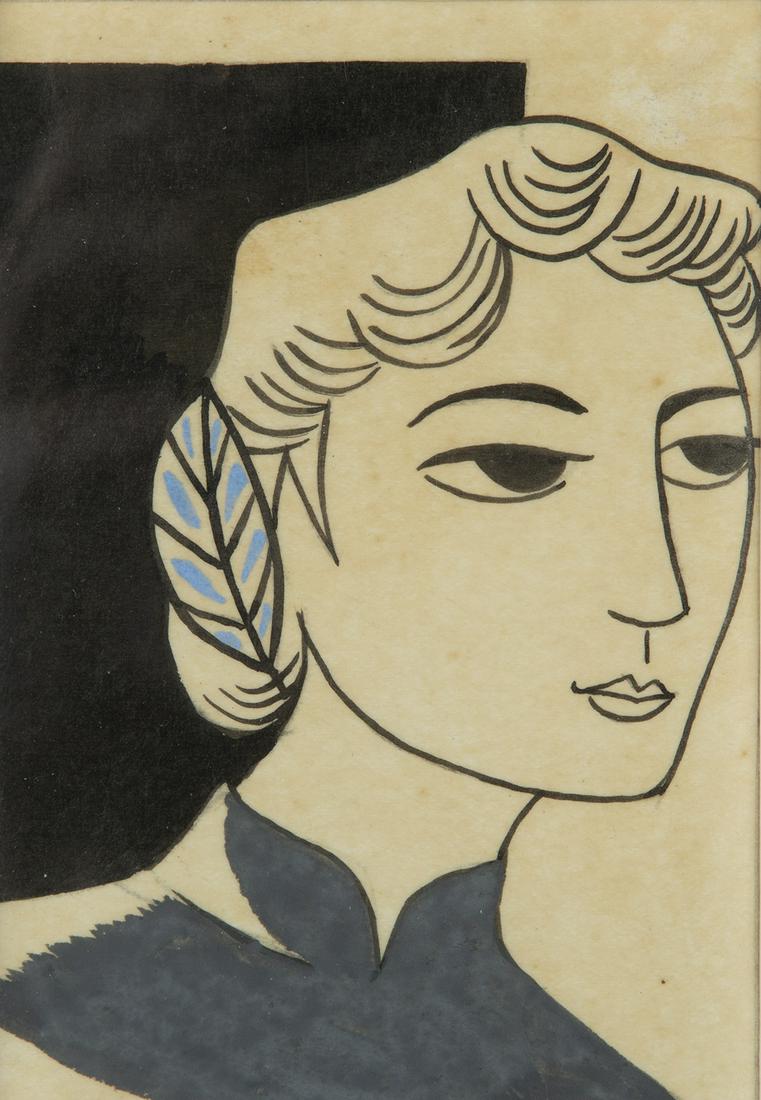 TA TY (1920-2004) PORTRAIT DE JEUNE FEMME Dessin à (1 of 1)