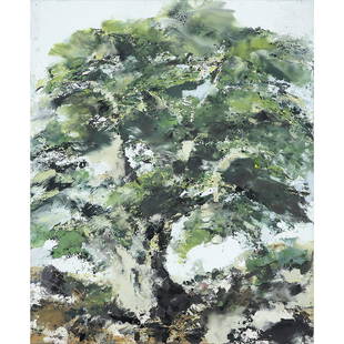 PHILIPPE COGNÉE (né en 1957) Cyprès du: PHILIPPE COGNÉE (né en 1957) Cyprès du Liban, 2012 Encaustique sur toile marouflée sur panneau Signé, titré et daté au dos Encaustic paint on canvas mounted on panel