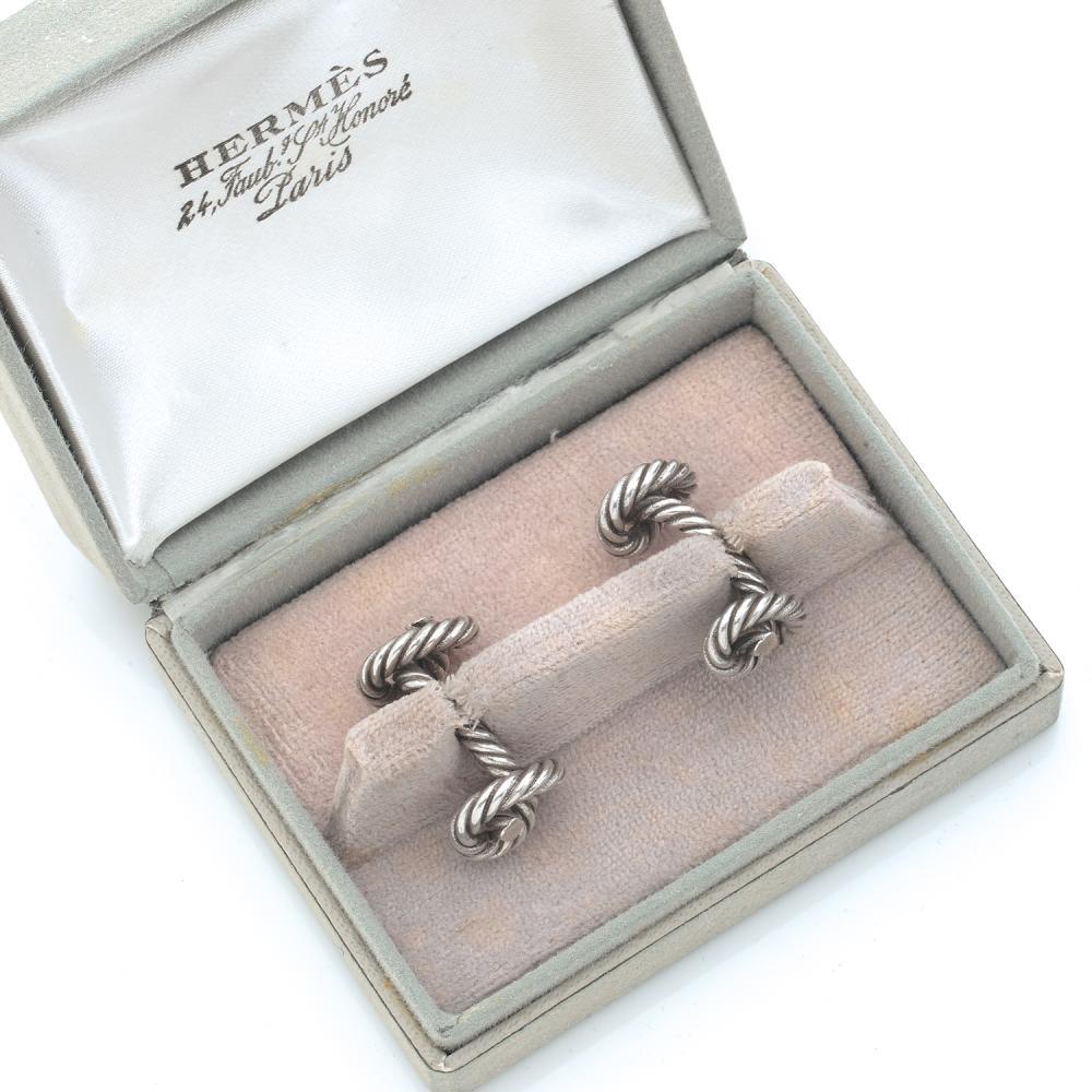 HERMES PAIRE DE BOUTONS DE MANCHETTE A silver pair of (1 of 1)