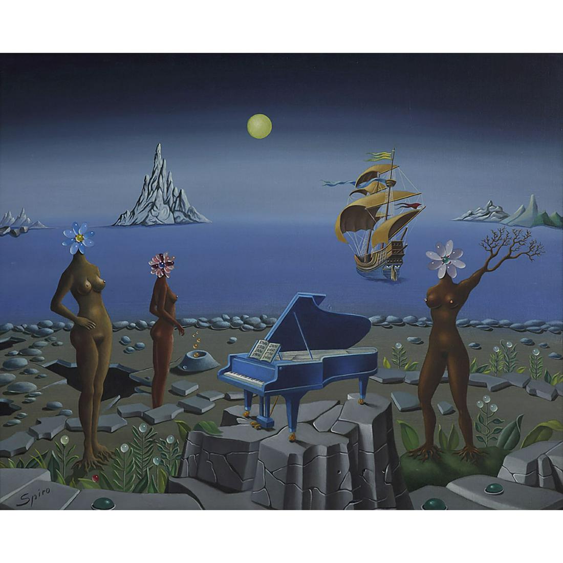 GEORGES SPIRO (1909-1984) - ULYSSE ET LES SIRÈNES: GEORGES SPIRO (1909-1984) ULYSSE ET LES SIRÈNES Huile sur toile Signée en bas à gauche Oil on canvas; signed lower left 50,5 x 62 cm • 19 7/8 x 24 3/8 in. PROVENANCE Collection pa