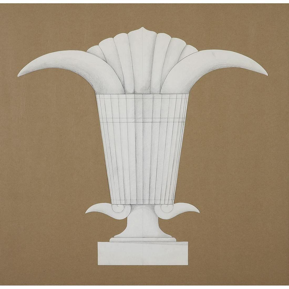 JANINE JANET (1913-2000): JANINE JANET (1913-2000) Dessin préparatoire d'un présentoir pour Robert Ricci. Mine de plomb sur papier découpé, encadré. Dessin : 45,5 x 48 CM / Cadre : 62 x 64 CM A pencil