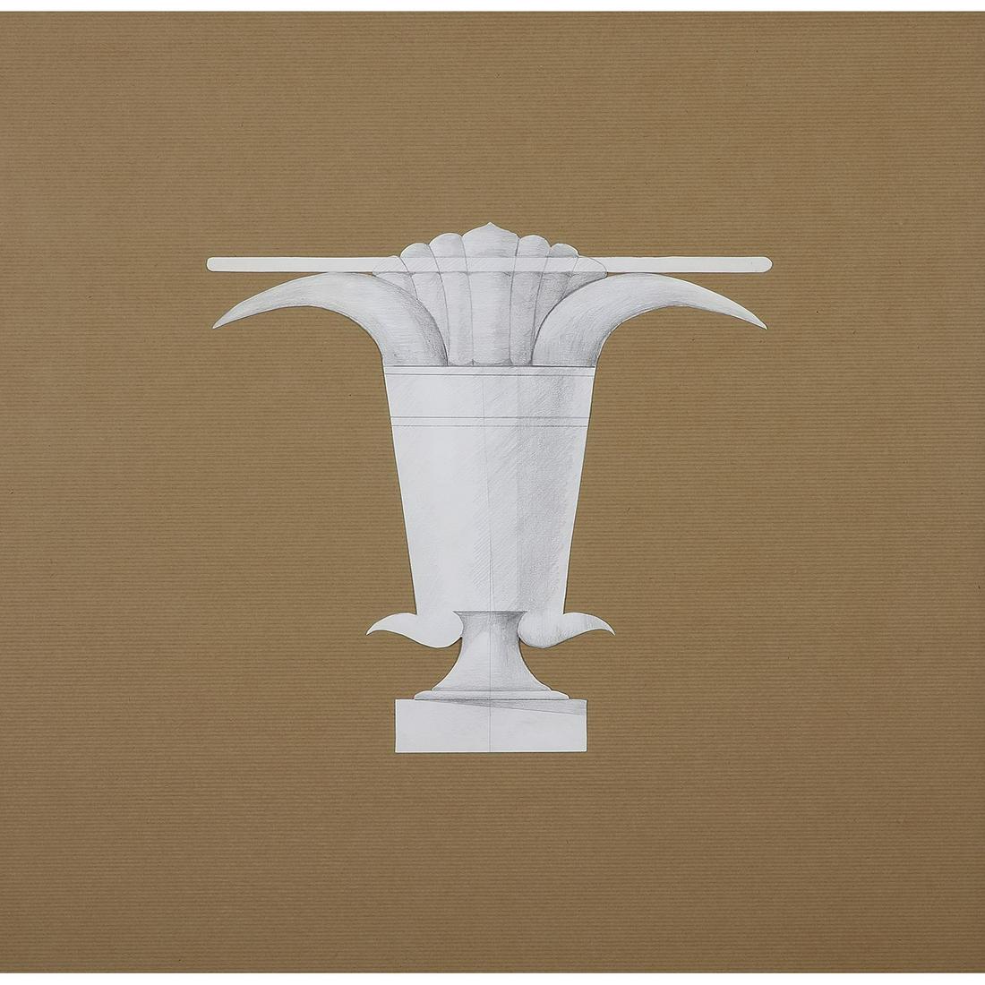 JANINE JANET (1913-2000): JANINE JANET (1913-2000) Dessin préparatoire d'un présentoir pour Robert Ricci. Mine de plomb sur papier découpé, encadré. Dessin : 41 x 42 CM / Cadre : 62 x 64 CM A pencil on