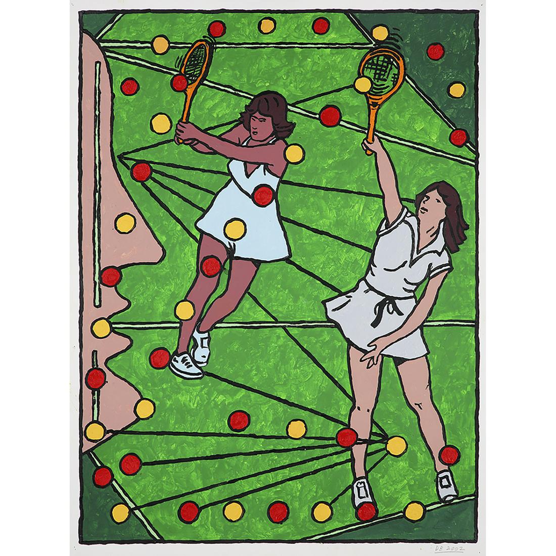 DEREK BOSHIER (né en 1937): DEREK BOSHIER (né en 1937) TENNIS, FROM SPORTS SERIES, 2002 Acrylique sur papier Signé des initiales et daté en bas à droite Contresigné, titré et daté au dos Acryli
