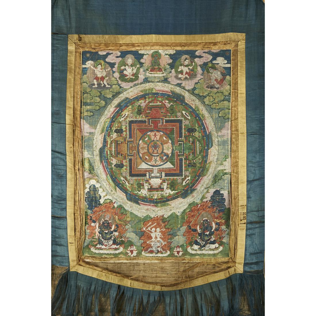 THANGKA peint en couleurs sur toile, représentant le mandala de Paramasukha-Chakrasamvara en (1 of 1)