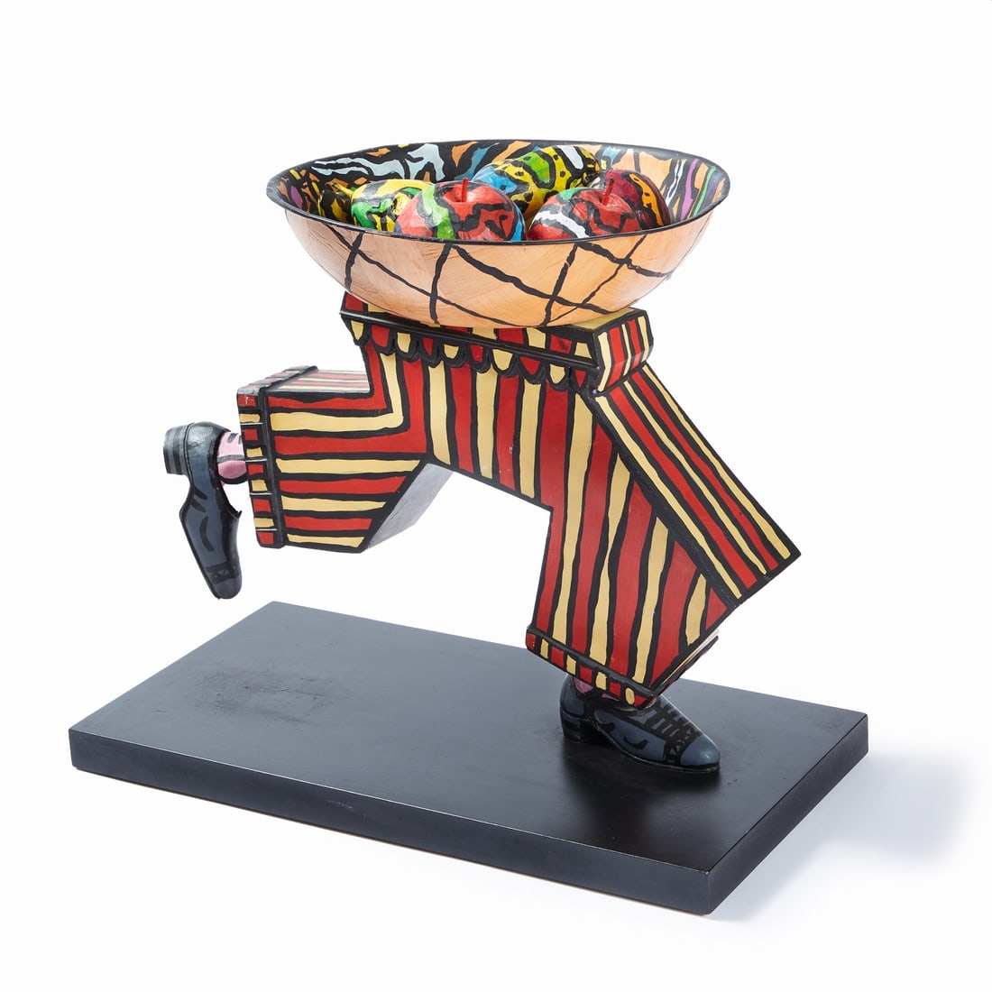 ROBERT COMBAS (né en 1957): ROBERT COMBAS (né en 1957) COUPE DE FRUITS SUR ARC DE TRIOMPHE EN PANTALON, 1995 Résine et bois peint Numéroté '1/8' sous la base D'une édition à 8 exemplaires + 4 E.A. R