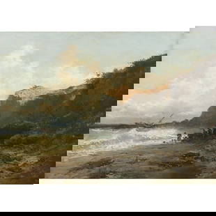 ALFRED GODCHAUX (Paris, 1835-1895): ALFRED GODCHAUX (Paris, 1835-1895) VOILIER PRÈS DES COTES À MARÉE BASSE Toile Signé en bas à droite "Godchaux" Marine, canvas, signed 65 x 92,50 CM - 25,6 x 36,4 IN.