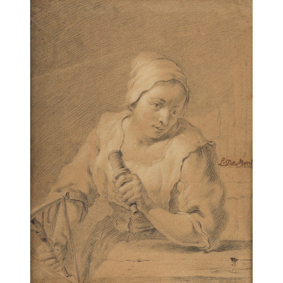 LOUIS DE MONI (Bréda, 1698-LEYDE, 1771) FEMME À SON OUVRAGE (1 of 1)