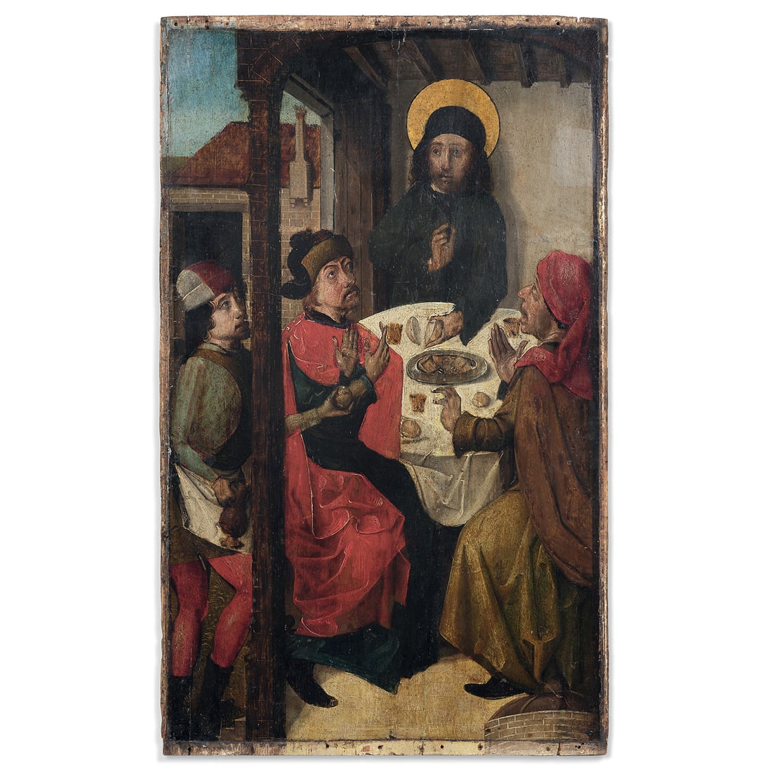 ÉCOLE D'AVIGNON VERS 1500, ENTOURAGE DE NICOLAS D'YPRES CHRIST ET LES PELERINS D'EMMAÜS (1 of 1)