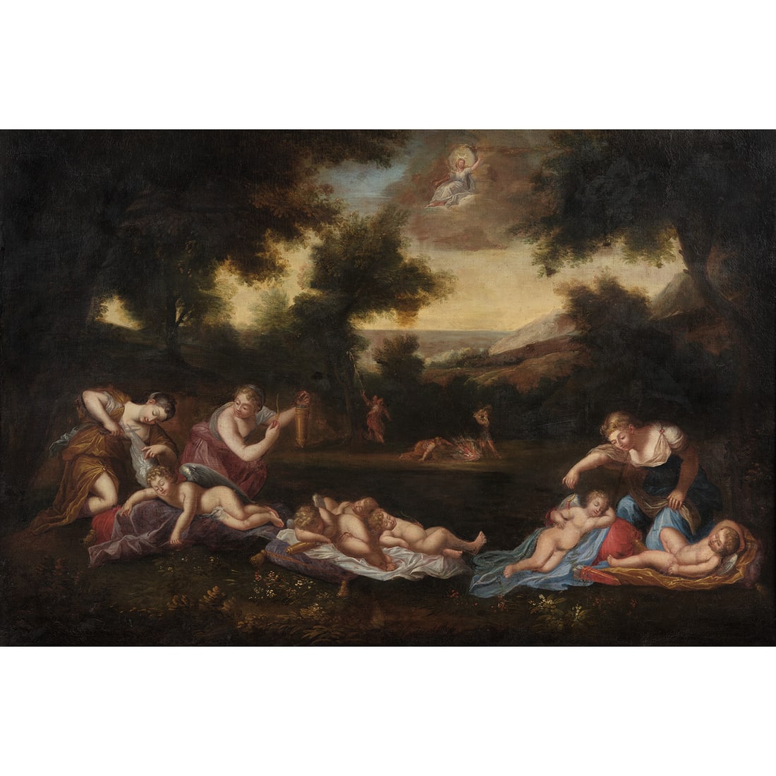 ÉCOLE ITALIENNE VERS 1800, SUIVEUR DE FRANCESCO ALBANI DIT L'ALBANE LES NYMPHES DE DIANE (1 of 1)