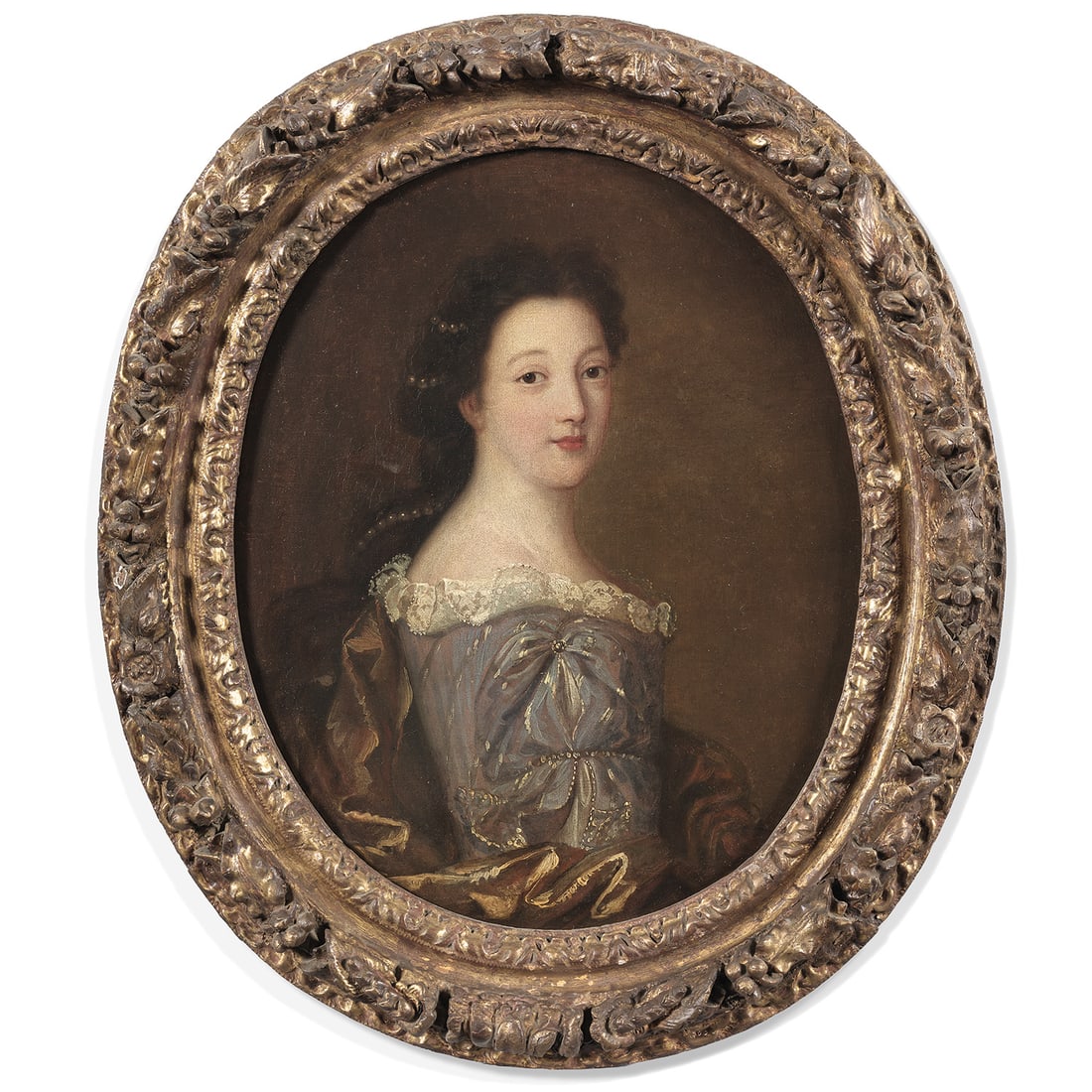 ÉCOLE FRANÇAISE VERS 1700 PORTRAIT DE FEMME à LA ROBE BLEUE (1 of 1)