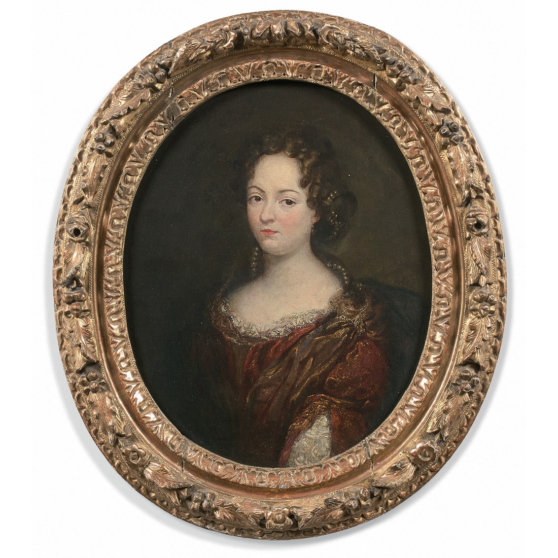 ÉCOLE FRANÇAISE VERS 1680 PORTRAIT DE FEMME à LA ROBE ROUGE (1 of 1)