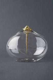 Curiosity Vessel by Lindsey Adelman: Hand blown glass and cast brass acorn stopper. Dimensions: 4 x 5 in. Retail value: $540.